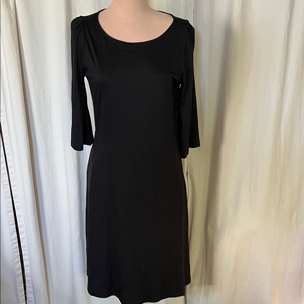 Wool& Chic Black 3/4  Sleeve Dress merino skirt dress